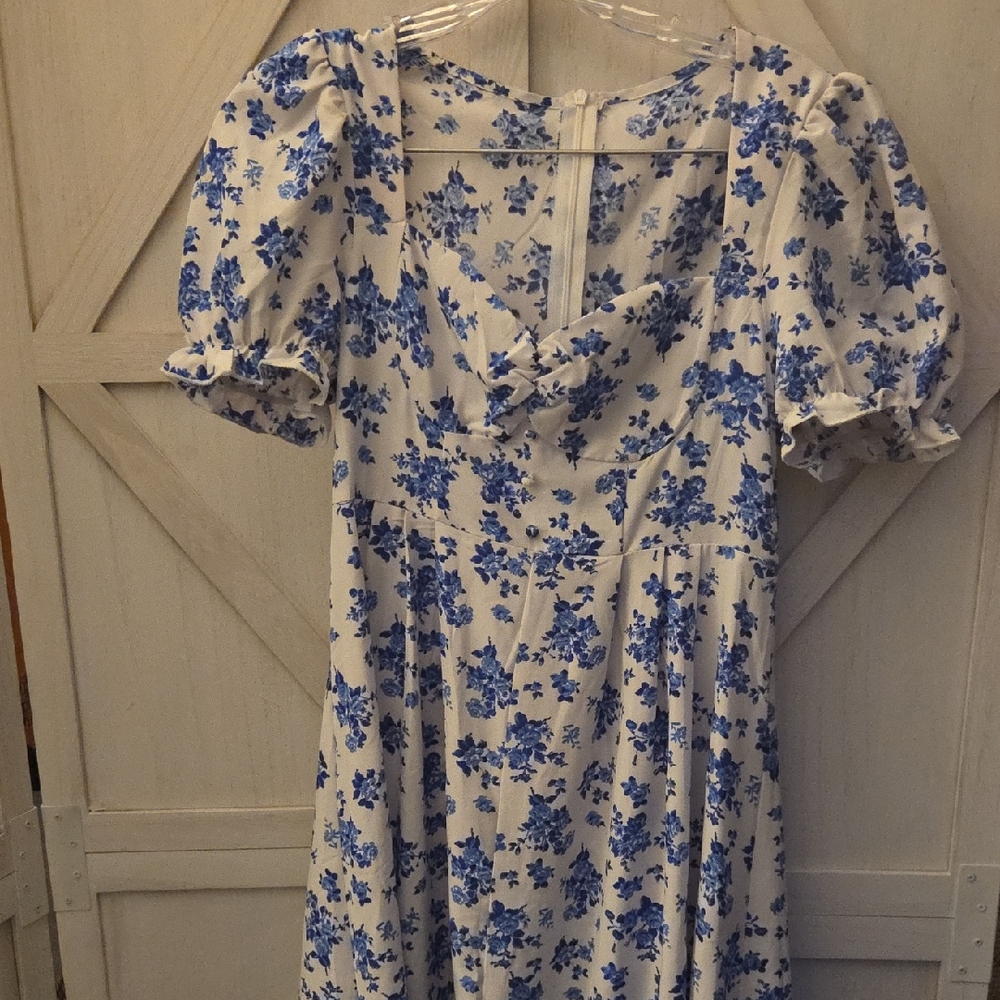 Floral Blue and White Women's Dress